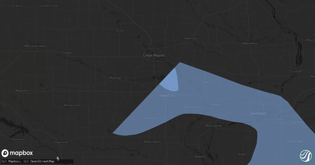 Hail map in North Liberty, IA on June 17, 2026