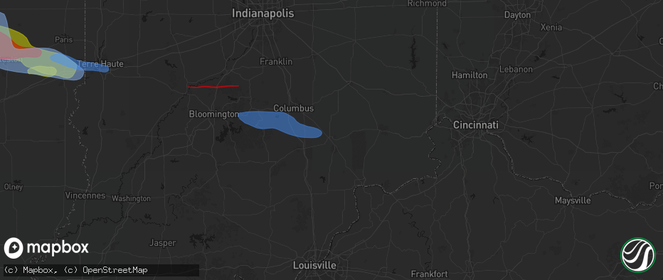 Hail map in North Vernon, IN on June 17, 2026