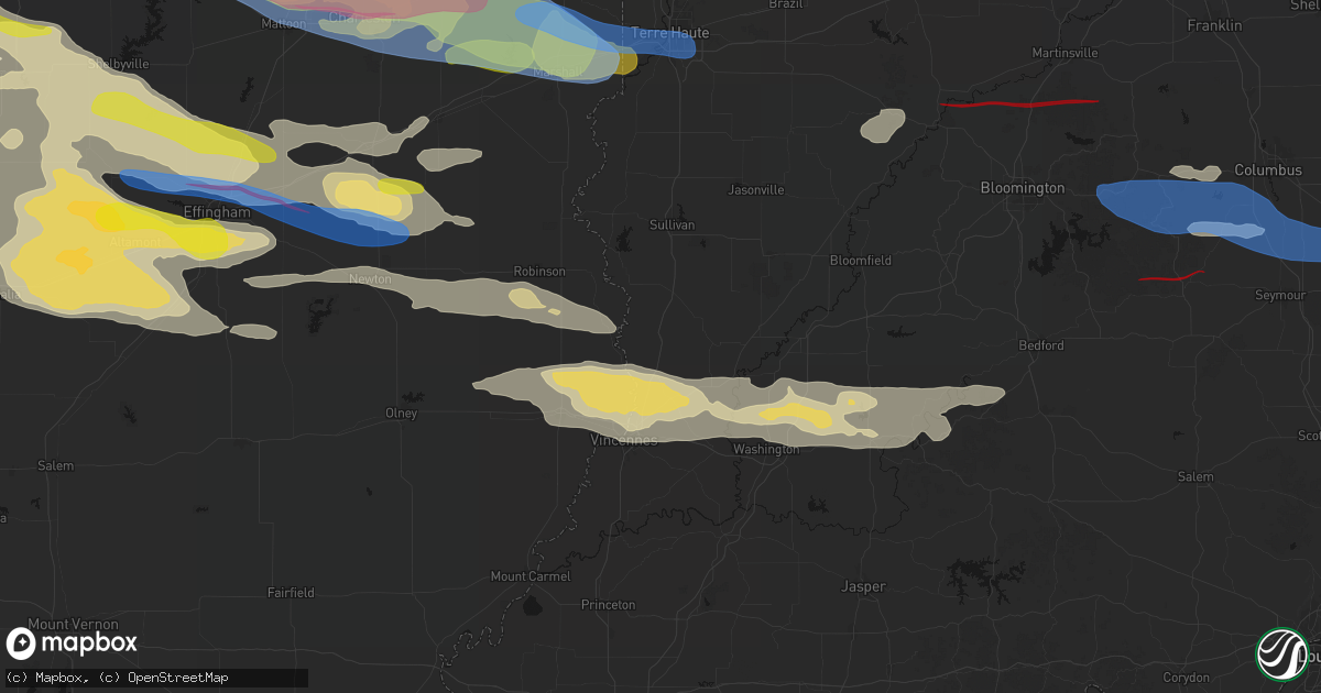 Hail map in Oaktown, IN on June 17, 2026