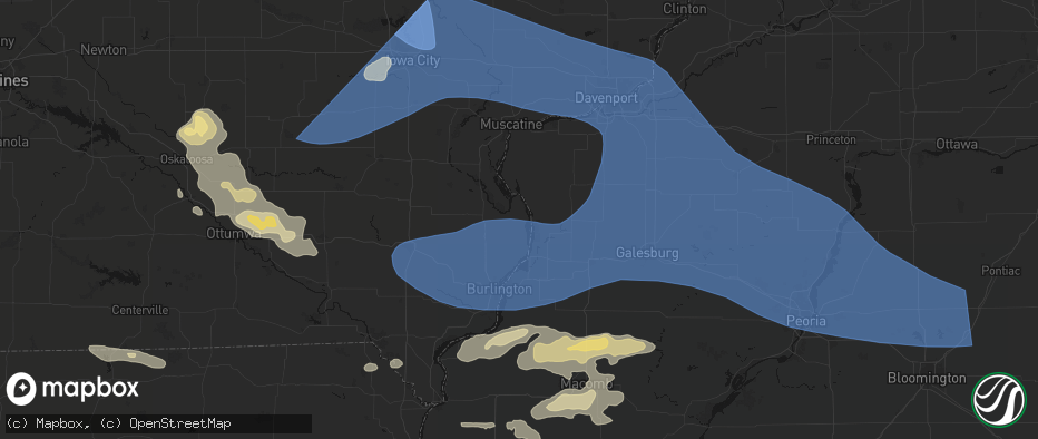 Hail map in Oakville, IA on June 17, 2026