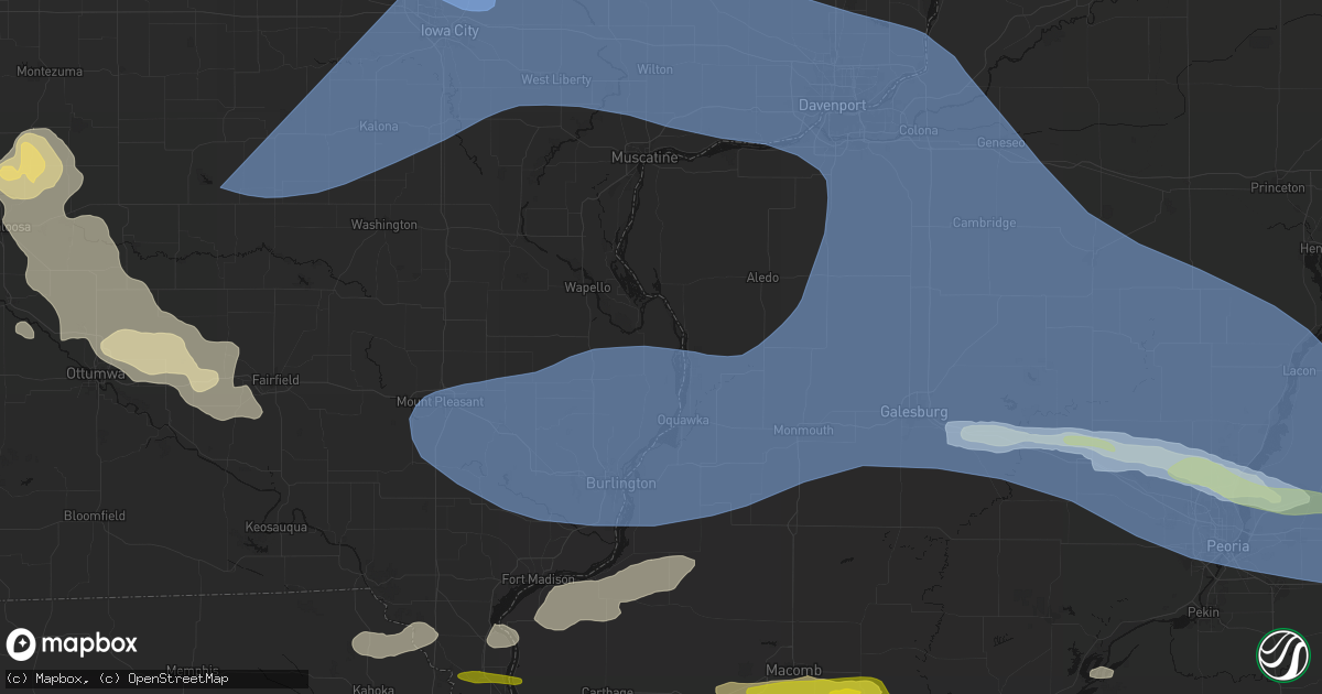Hail map in Oakville, IA on June 17, 2026