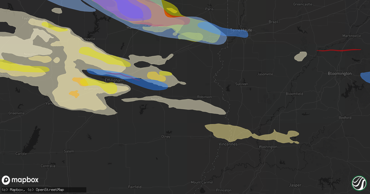 Hail map in Oblong, IL on June 17, 2026