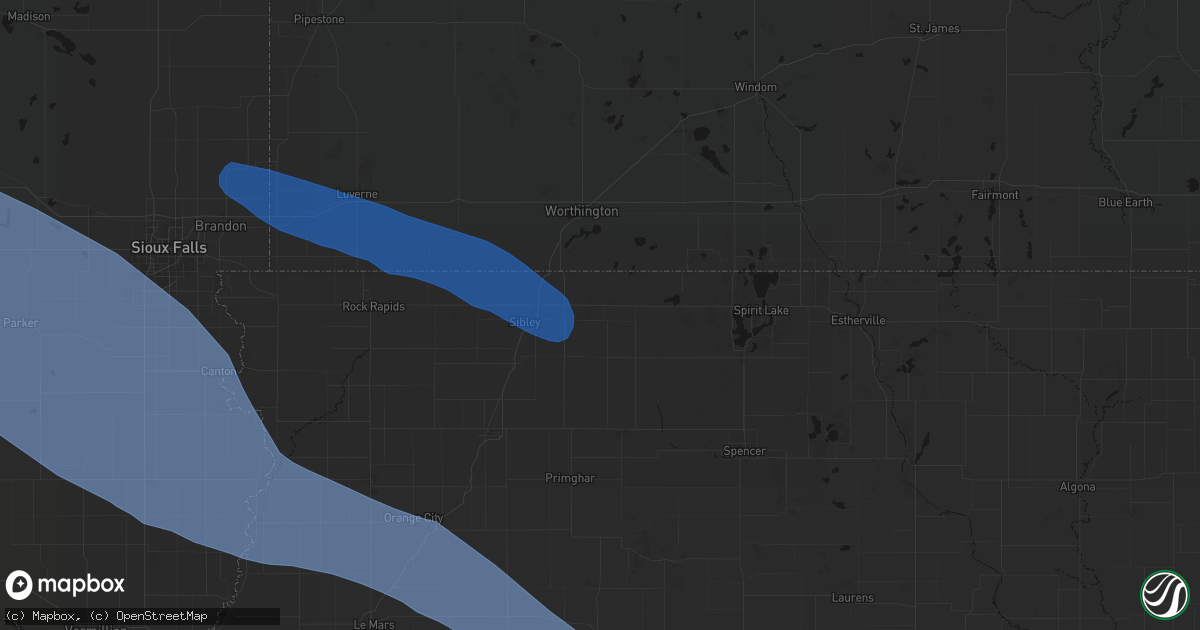 Hail map in Ocheyedan, IA on June 17, 2026