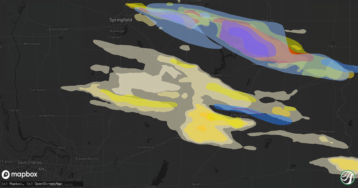 Hail map in Oconee, IL on June 17, 2026