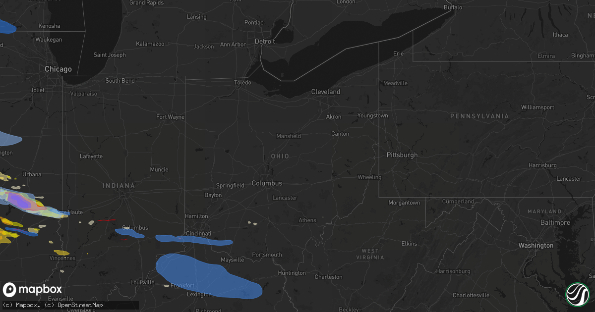 Hail map in Ohio on June 17, 2026