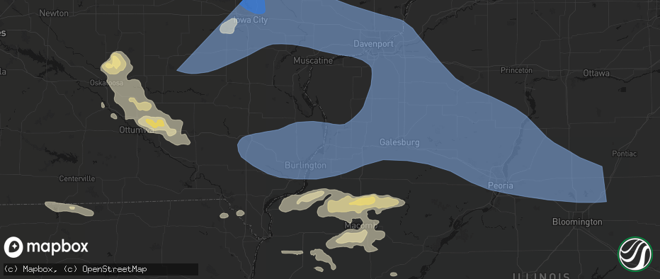 Hail map in Oquawka, IL on June 17, 2026