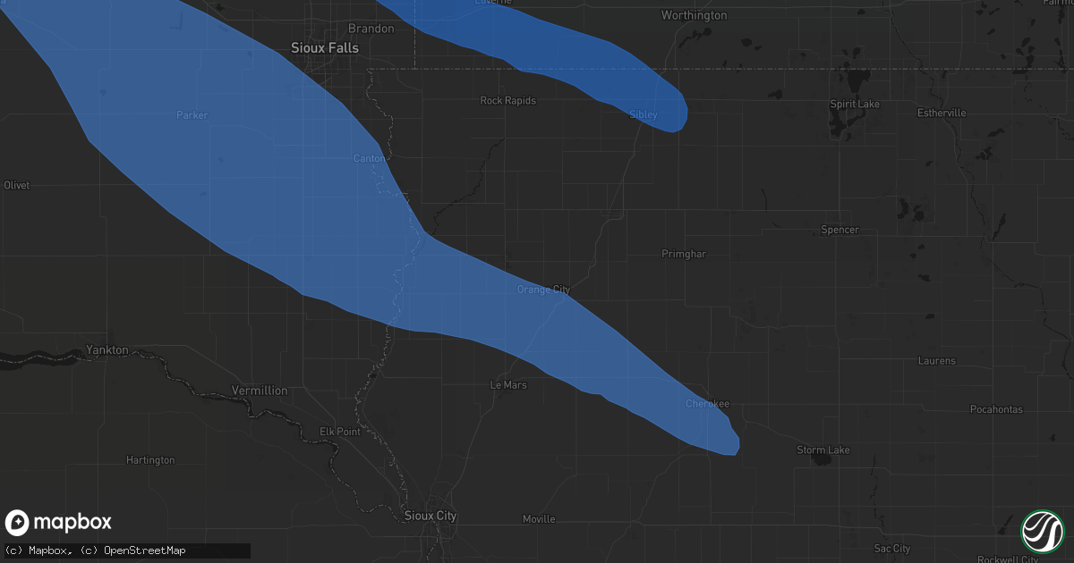 Hail map in Orange City, IA on June 17, 2026