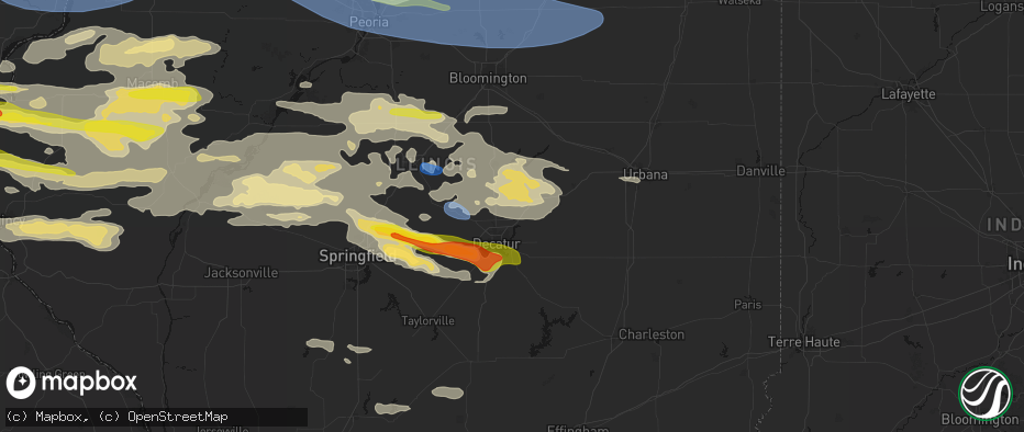Hail map in Oreana, IL on June 17, 2026