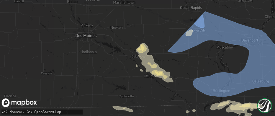 Hail map in Oskaloosa, IA on June 17, 2026