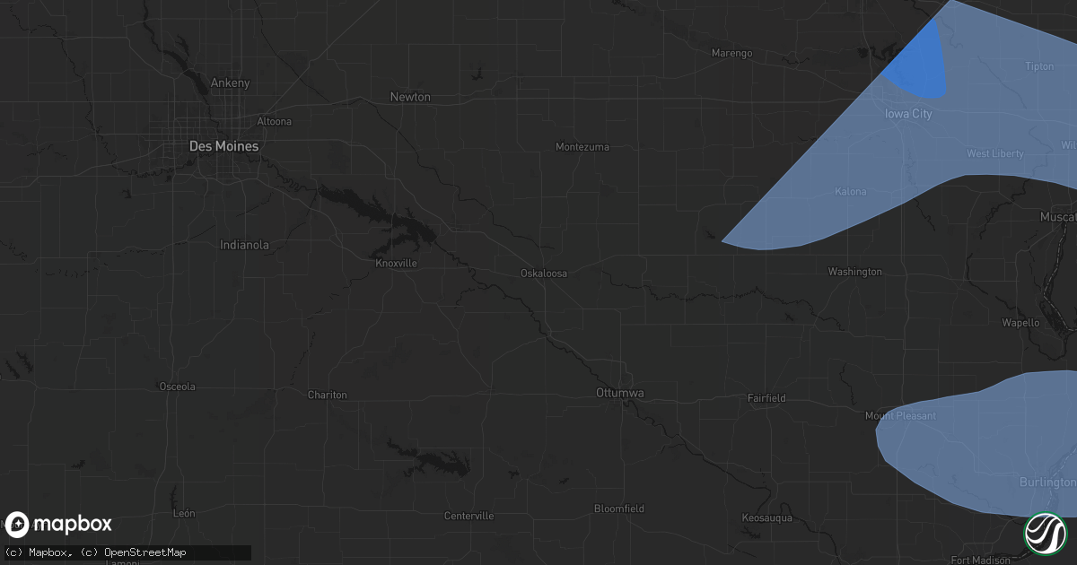 Hail map in Oskaloosa, IA on June 17, 2026