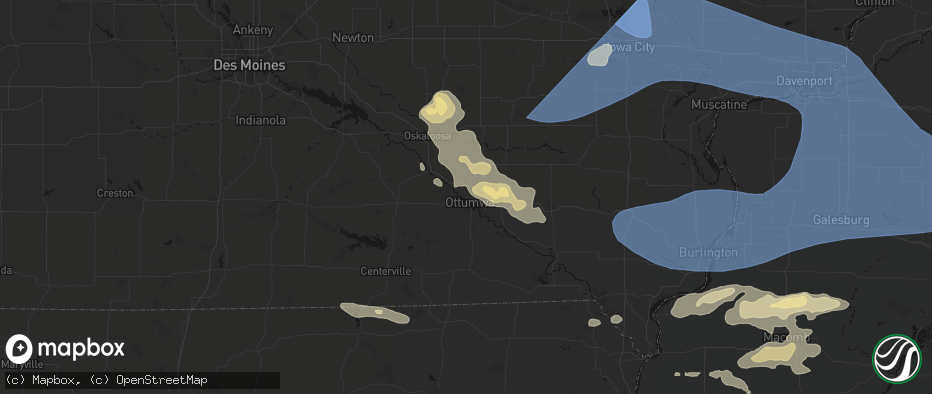 Hail map in Ottumwa, IA on June 17, 2026