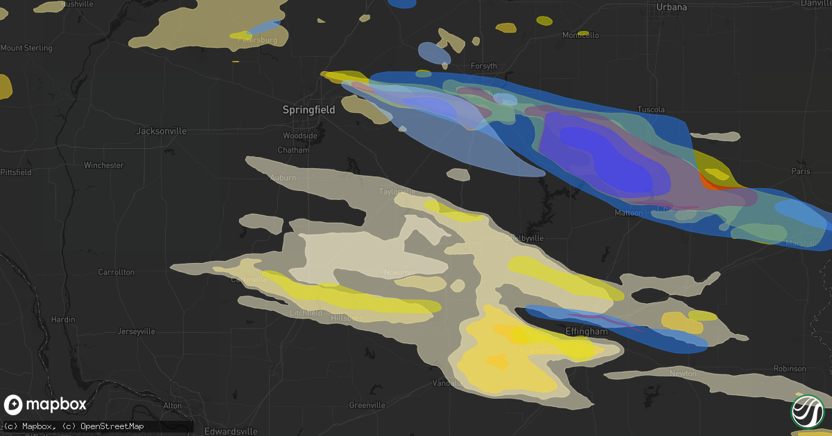 Hail map in Owaneco, IL on June 17, 2026