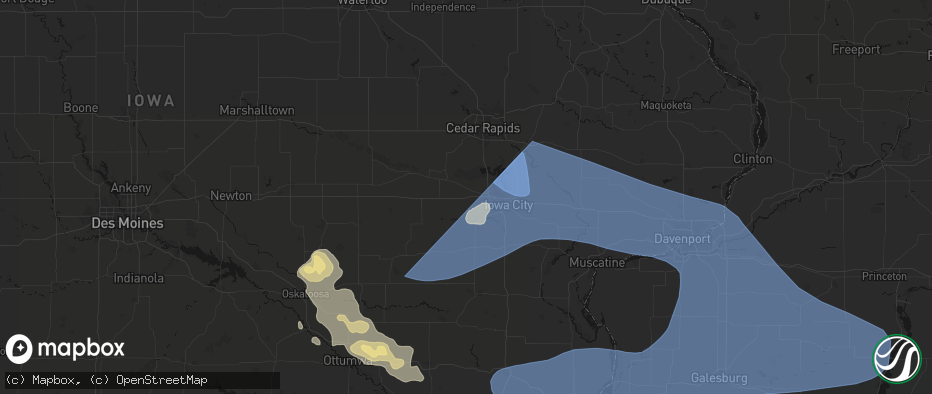Hail map in Oxford, IA on June 17, 2026