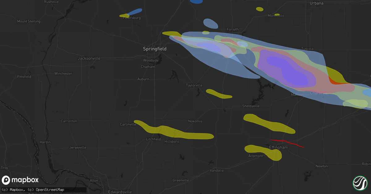 Hail map in Palmer, IL on June 17, 2026