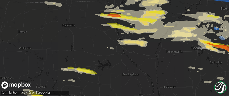 Hail map in Palmyra, MO on June 17, 2026