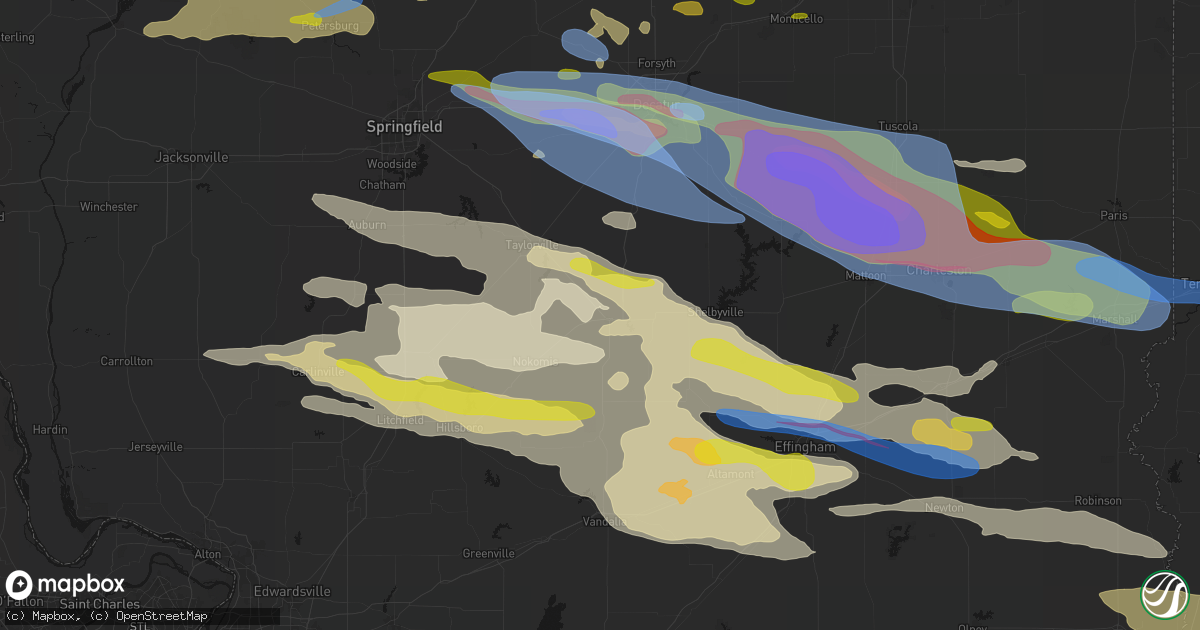 Hail map in Pana, IL on June 17, 2026