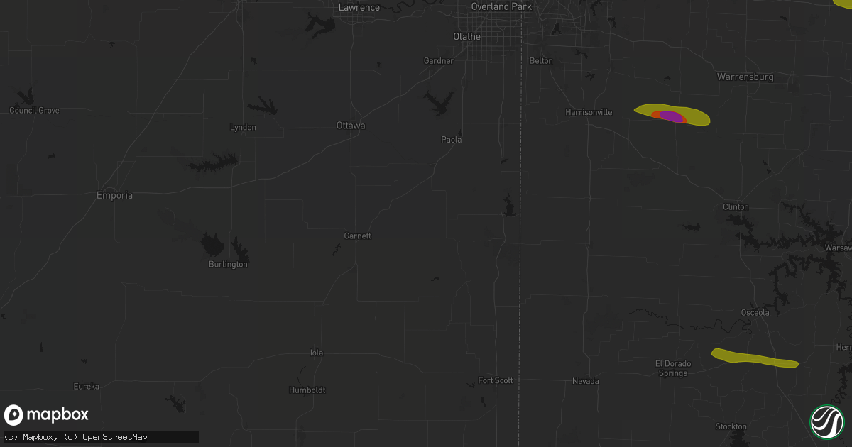 Hail map in Parker, KS on June 17, 2026