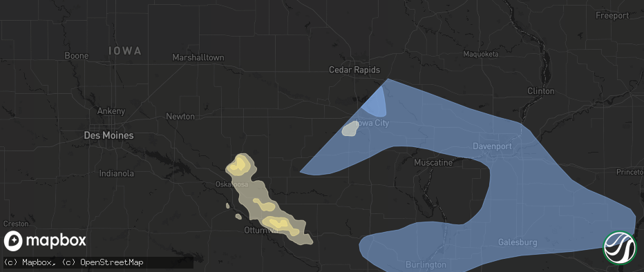 Hail map in Parnell, IA on June 17, 2026