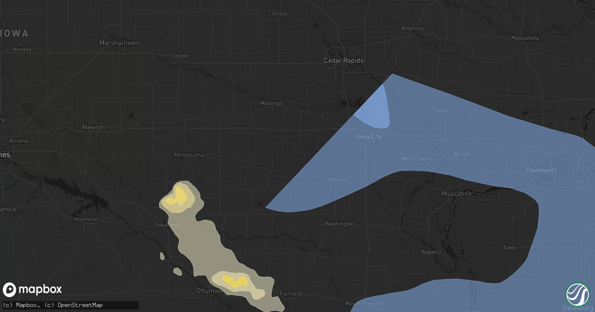 Hail map in Parnell, IA on June 17, 2026