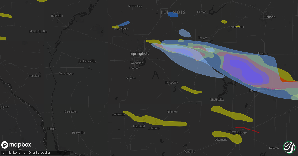 Hail map in Pawnee, IL on June 17, 2026