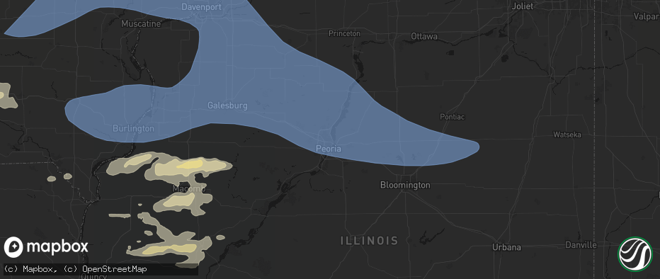 Hail map in Peoria Heights, IL on June 17, 2026