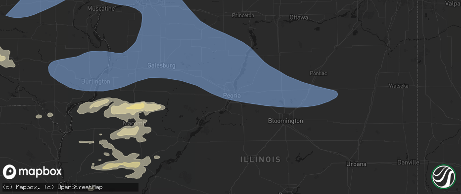 Hail map in Peoria, IL on June 17, 2026