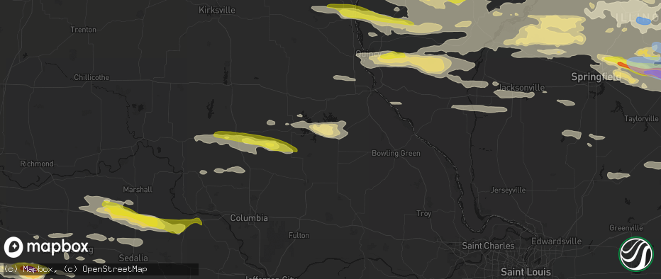 Hail map in Perry, MO on June 17, 2026