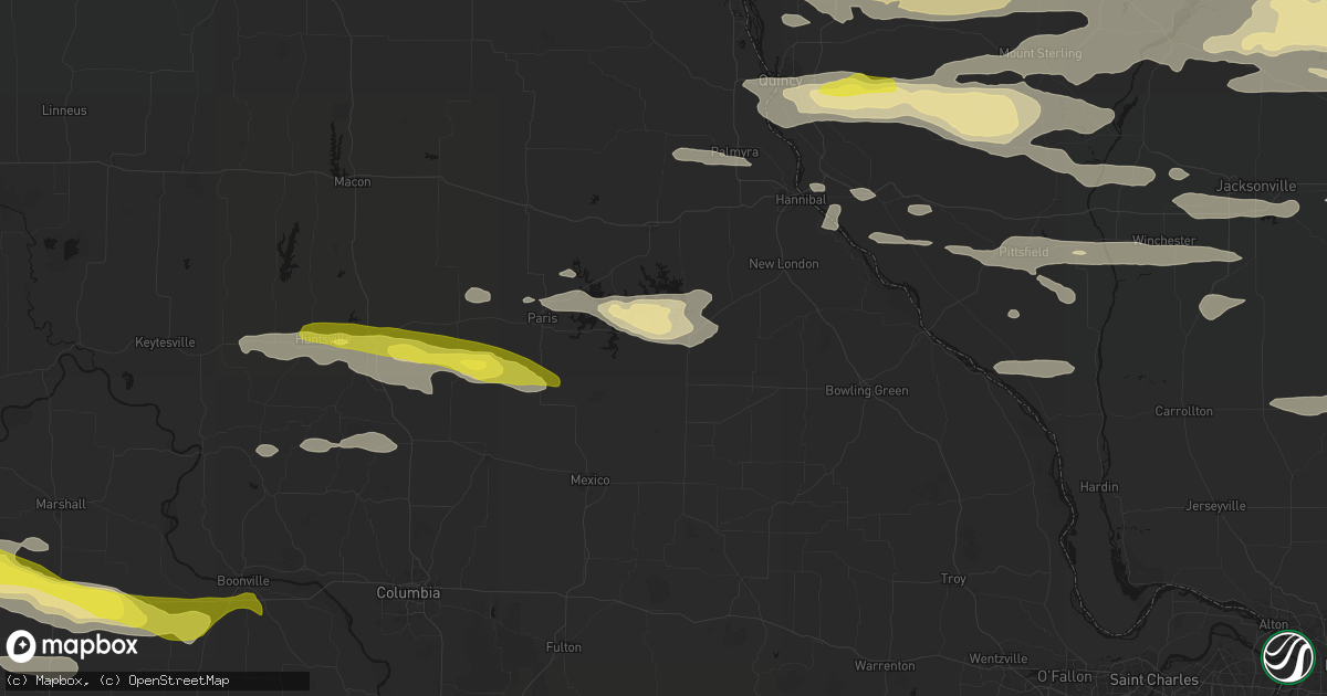 Hail map in Perry, MO on June 17, 2026