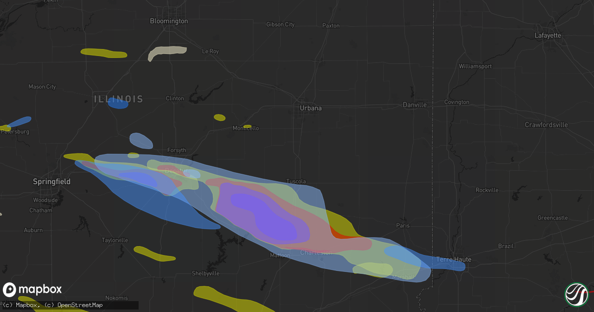 Hail map in Pesotum, IL on June 17, 2026