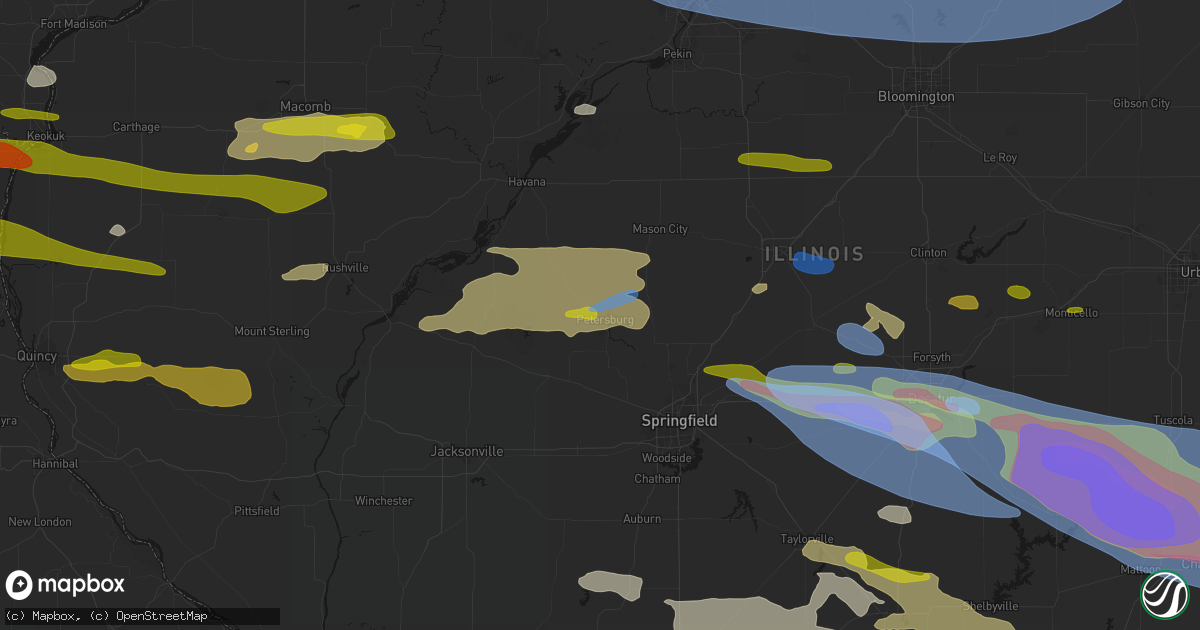 Hail map in Petersburg, IL on June 17, 2026