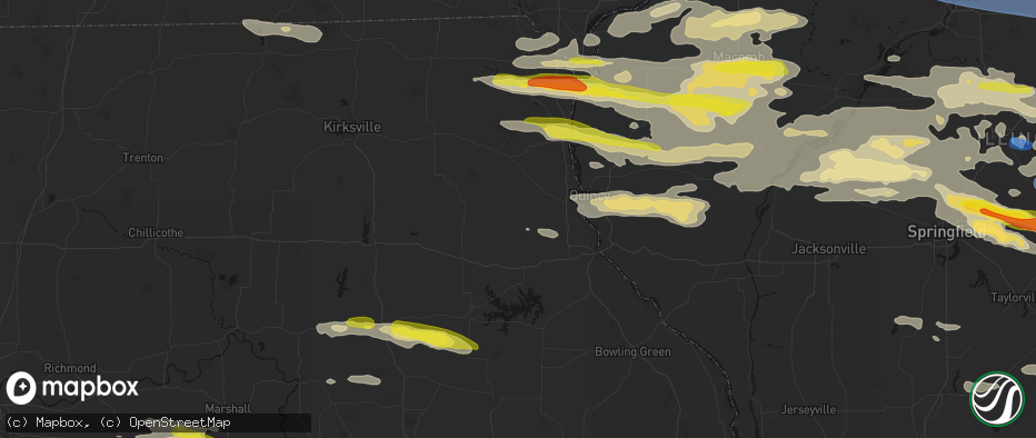 Hail map in Philadelphia, MO on June 17, 2026