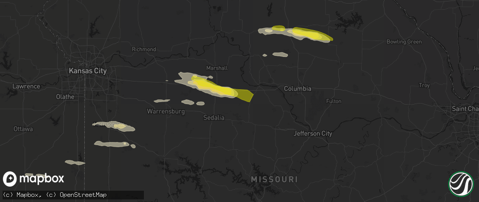 Hail map in Pilot Grove, MO on June 17, 2026