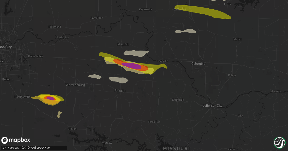 Hail map in Pilot Grove, MO on June 17, 2026