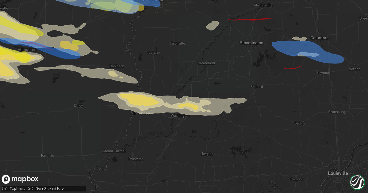 Hail map in Plainville, IN on June 17, 2026