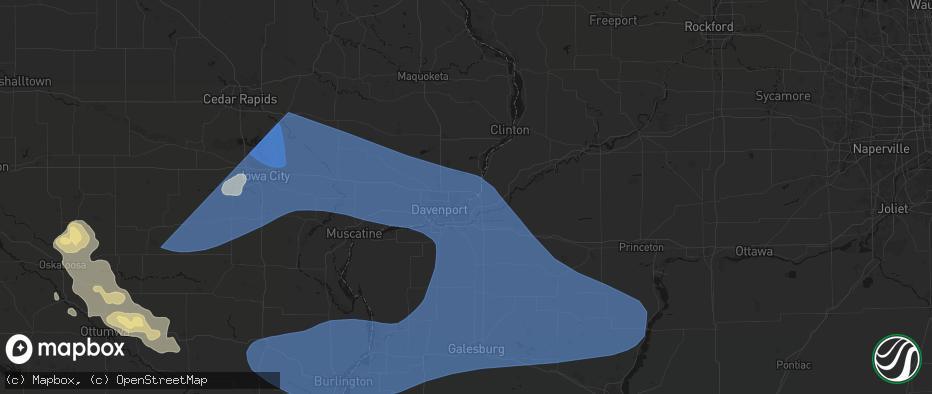 Hail map in Pleasant Valley, IA on June 17, 2026