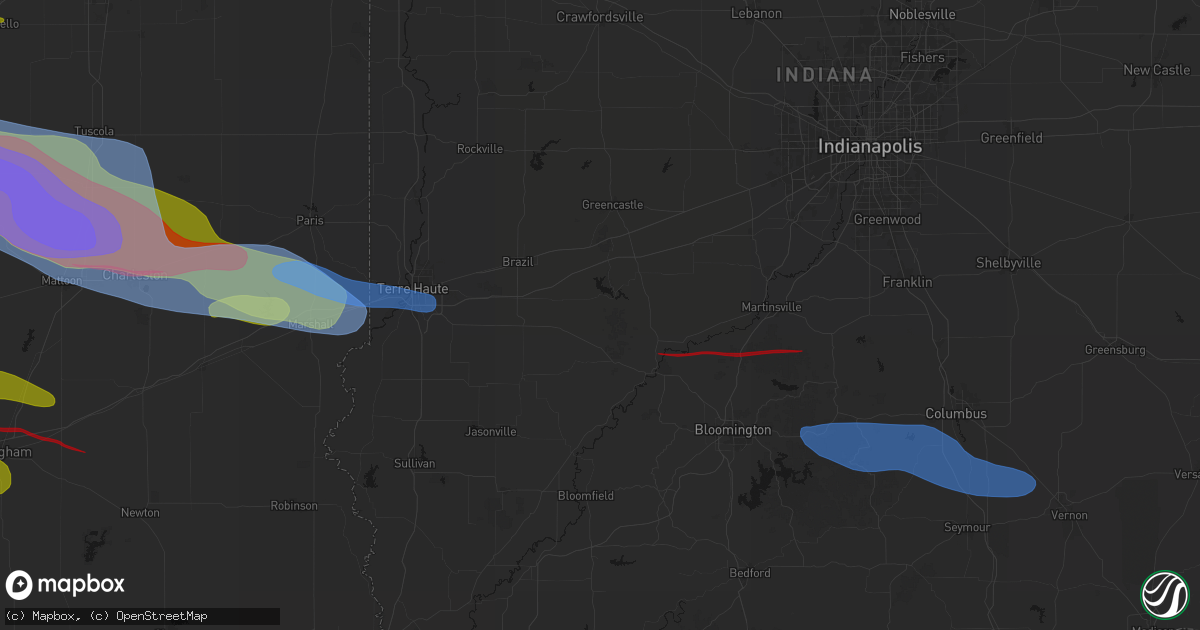 Hail map in Poland, IN on June 17, 2026