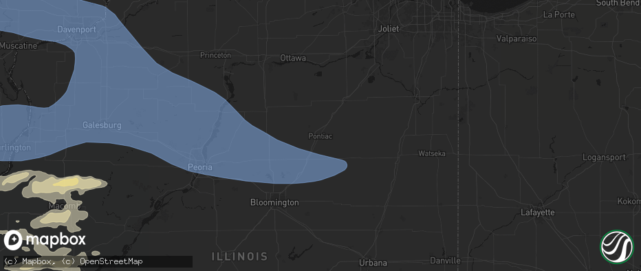 Hail map in Pontiac, IL on June 17, 2026