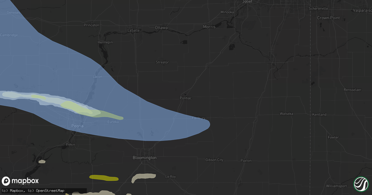 Hail map in Pontiac, IL on June 17, 2026