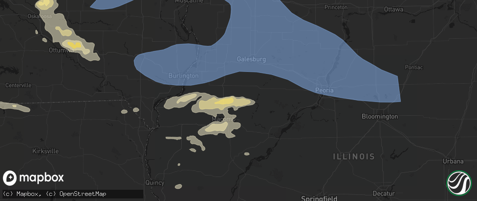 Hail map in Prairie City, IL on June 17, 2026
