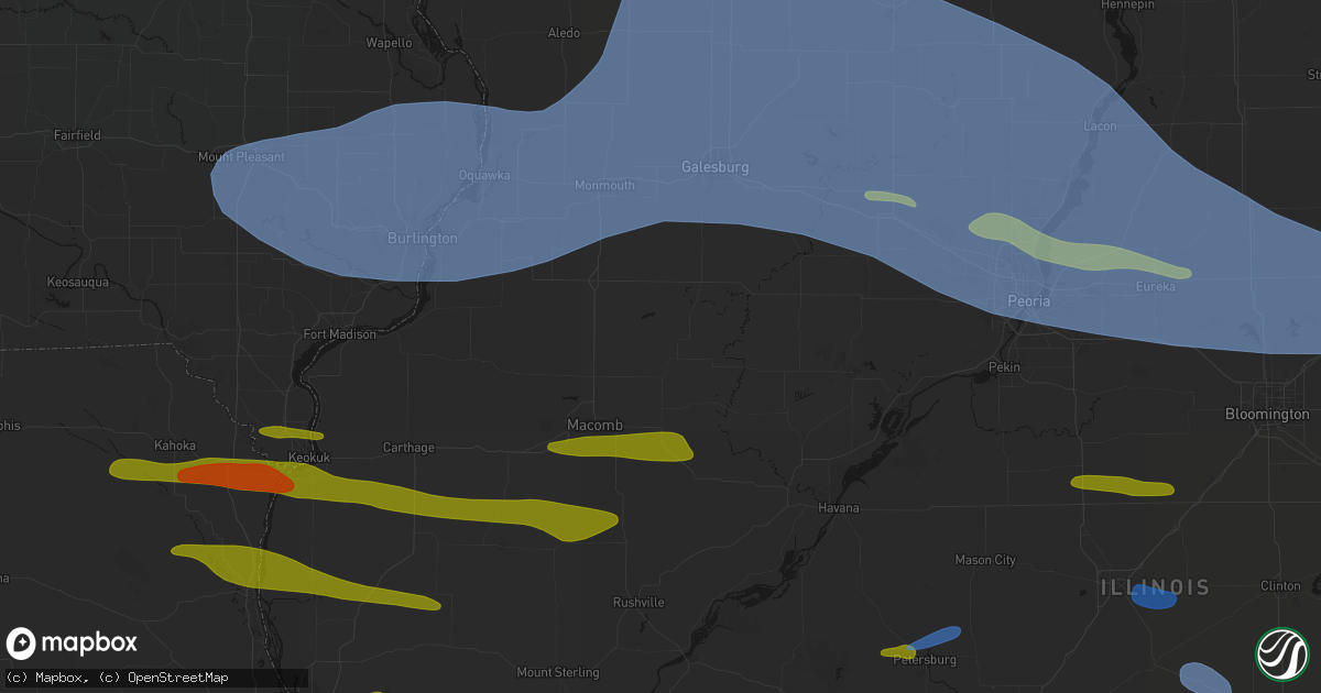 Hail map in Prairie City, IL on June 17, 2026