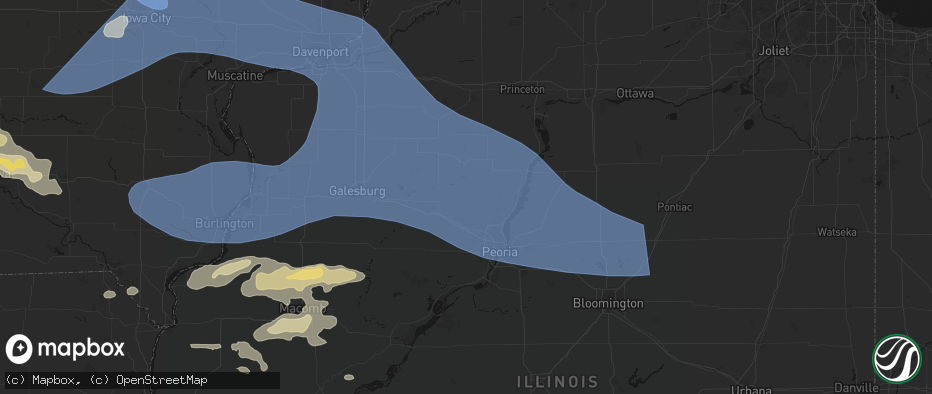 Hail map in Princeville, IL on June 17, 2026
