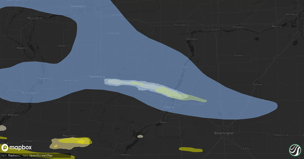 Hail map in Princeville, IL on June 17, 2026