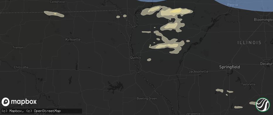 Hail map in Quincy, IL on June 17, 2026
