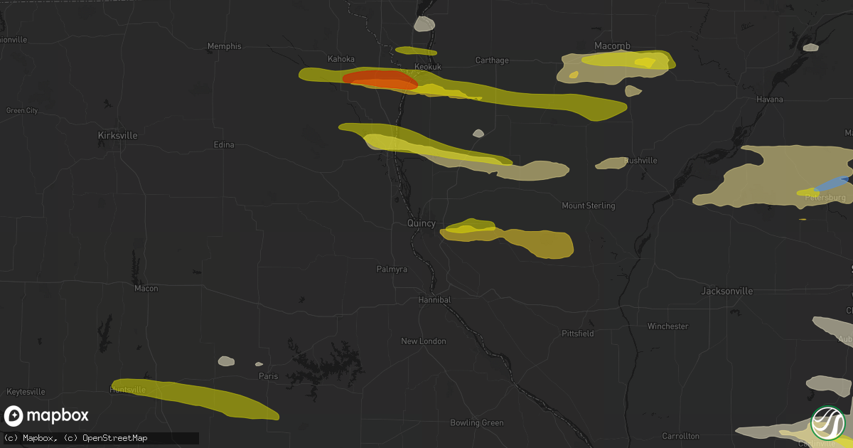 Hail map in Quincy, IL on June 17, 2026