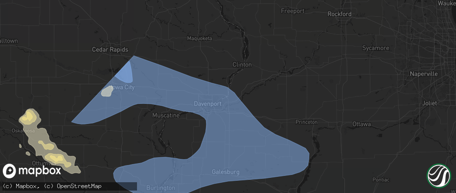 Hail map in Rapids City, IL on June 17, 2026