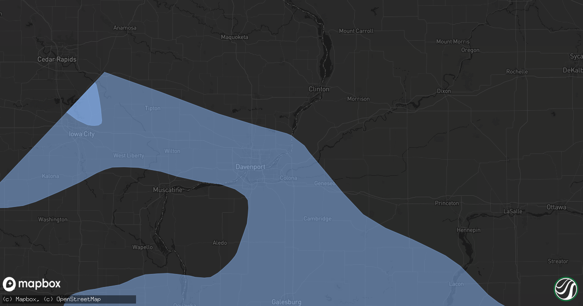 Hail map in Rapids City, IL on June 17, 2026
