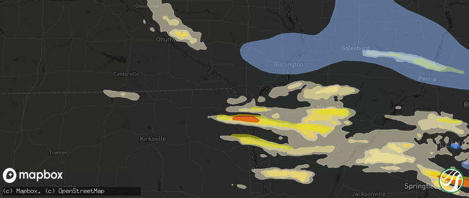 Hail map in Revere, MO on June 17, 2026