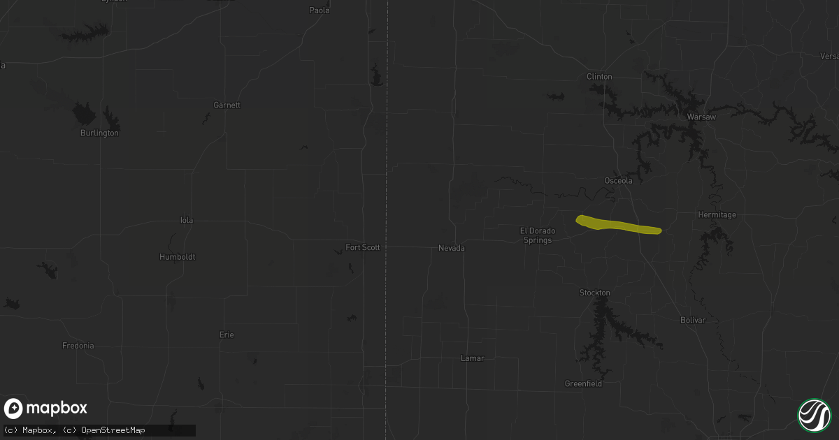 Hail map in Richards, MO on June 17, 2026