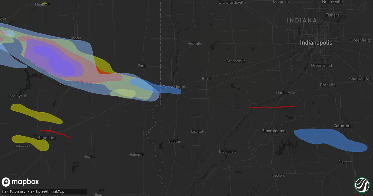 Hail map in Riley, IN on June 17, 2026