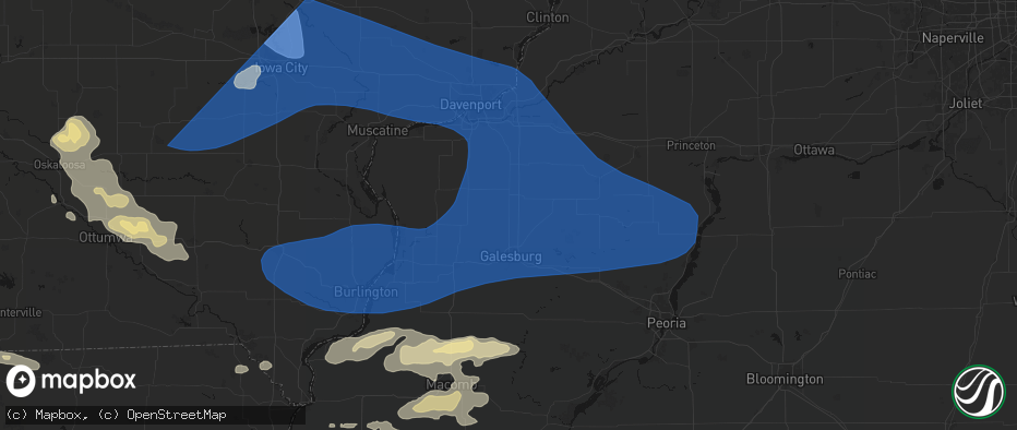 Hail map in Rio, IL on June 17, 2026
